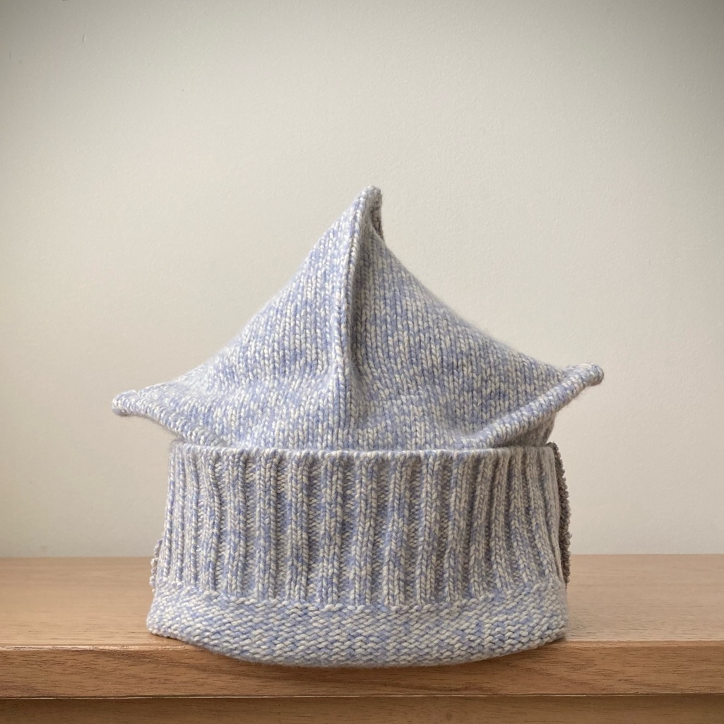 Joodito Origami Crown 100% Cashmere Sweater Hat Bucket Beanie Marled Sky Blue